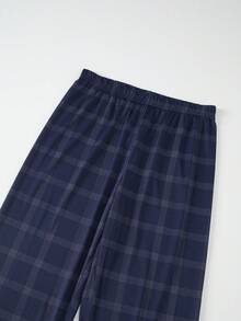 男士夏季轻薄短袖短裤睡衣套装（4件），2件短袖上衣和2条裤子，男士休闲印花家居服套装 - 彩色 - 查看 8
