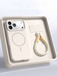 New Orange Magnetic Silicone Phone Case, Compatible With IPhone 17 Pro Max, 16, 15, 14, 13, 12, 11 Pro Max, 16, 15, 14 Plus, Magnetic Liquid Silicone Strap Protective Cover, Soft Shell - White - View 1