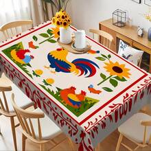 1pc Colorful Rooster & Sunflower Patterned Tablecloth, Countryside Style, Washable, Stain-Resistant, Suitable For Kitchen, Dining Room, Outdoor Picnic, Home Decor, Parties, Indoor/Outdoor Use - Multicolor - View 12