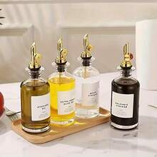 1pc Glass Oil Bottle - With Label, Kitchen Olive Oil Dispenser, Coffee Syrup Dispenser, Gravity Activated Opener, Self-Opening Glass Bottle Dispenser, Olive Oil Bottle, Seasoning Kitchen Supplies 350ml/11.8oz, 500ml/17oz, Gold - Multicolor - View 3