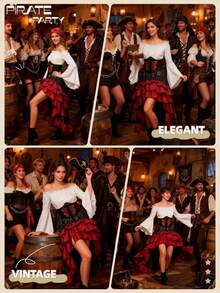 Medieval Pirate Queen Corset And Ruffle Maxi Skirt Sailor Costume For Halloween