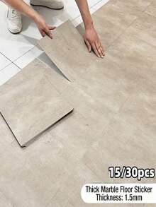 15/30片装易用大理石纹自粘乙烯基地板砖/墙贴，地板墙两用，加厚PVC自粘墙贴，适用于室内家居装饰、办公室、客厅、卧室、厨房、浴室，防滑地板贴，防水壁纸 - 彩色 - 查看 2
