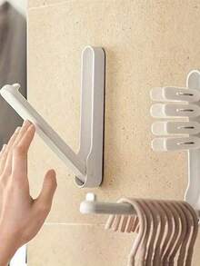 1pc Space-Saving Foldable Hanging Organizer, Compatible With Velvet/Wooden/Plastic Hangers And Tiered Shelves, Multipurpose Hole-Free Storage Rack - Multicolor - View 3