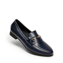 Women's Loafers Leather Penny Loafers Fashion Comfortable Flats Shoes - 藏蓝色 - 查看 6