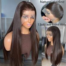 13x4 Real HD Straight Lace Front Wig Human Blended Hair Ultra-Fitted Design Pre Plucked Natural Hairline Bleached Knots 200% Density Straight 0.10mm Ultra-Thin HD Lace Frontal Wig 5x5 Pre Cut Wear And Go Glueless Lace Closure Wigs For Women - Natural & Black - View 2