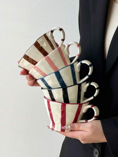 1 pieza Taza de cerámica con embudo, taza de cerámica de estilo europeo minimalista, taza de agua, taza de cerámica de alta calidad para reuniones, té de la tarde, desayuno, jugo, café, regalo