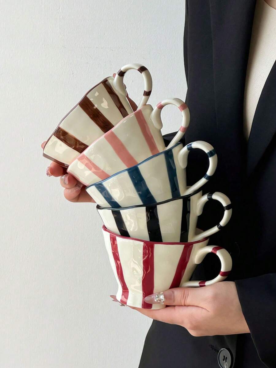 1个陶瓷漏斗咖啡杯，简约欧式陶瓷杯，水杯，高品质陶瓷杯，适合聚会、下午茶、早餐、果汁、咖啡，礼品