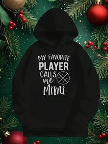Men-S And Women-S Soft Fabric Hooded Pullover Sweatshirt With My Favorite Calls Me Mimi Graphic And Pocket - Casual Sportswear, Hine Washable, Unisex Regular Fit For Casual Attire,_542 - 黑色13 - 查看 1