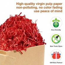 Shredded Paper For Gift Baskets, 1/2LB (8 Oz) Red Crinkle Paper Filler For Mother's Day Baskets Grass, Crinkle Cut Papers Shred For Birthdays, Weddings,Boxes Bags, Basket Filler ,Anniverss,Gift Wrapping,Red - 紅色 - 查看 4