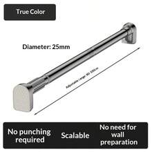 1pc Retractable Stainless Steel Balcony Clothes Drying Rack, Bathroom Curtain Rod, Wardrobe Closet Rail, Storage & Organization, Women White T-Shirt, Women Black Pants, Women Winter Clothing, Dress, Women Winter Outfit, Elegant Women Dress, Women White Long Sleeve Shirt, Women Spring Dress, Women Spring Set, Spring, Spring Apparel, Minimalist, Summer Top - Black - View 25