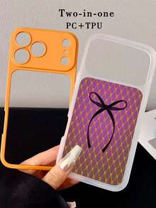 1个菱形扎染蝴蝶结双层手机壳，适用于 17/17 Pro/17 Pro Max/Air/13/14/15/16/15 Pro/16 Pro Max/14 Pro Max，哑光半透明TPU外壳+橙色边框PC内壳，2mm厚防摔，兼容 17/17 Pro/17 Pro Max/Air/13/14/15/16/15 Pro/16 Pro Max/14 Pro Max - 彩色 - 查看 2