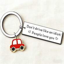 1pc Stainless Steel Key Chain With Driving Slogan, Suitable As Gift For Friends And Family Who Passed Driving Test - Silver - View 5