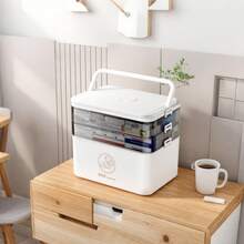 1pc Large Capacity Portable Medicine Storage Box Equipped With Medicine Boxes And First Aid Kit Storage,Multi-Layer Durable Family Medicine Box,High Quality Medicine Storage Box With Handle,Transparent Storage Box Suitable For Medicine Box Organization, Office Supplies, Sewing Supplies, Bathroom Supplies,Perfect Gift For Graduation,Party,Birthday,Wedding. - 白色 - 查看 3