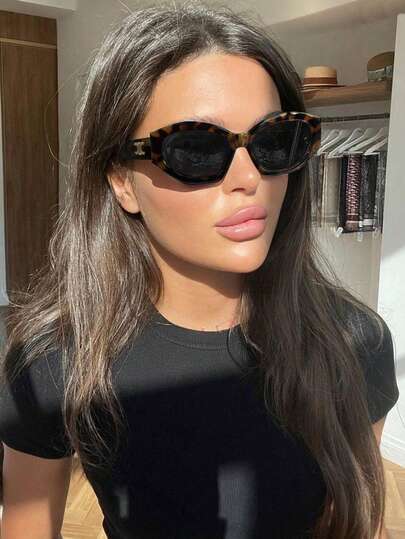 1pc Women's Retro Oversized Fashion Glasses, Fashionable And Unique Design For Daily, Outdoor, Street, Driving, Travel, Party Wear For Summer Beach Vacation, Outdoor, Travel Preppy Style For Back To School