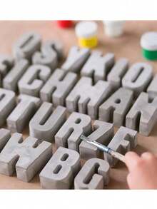 大型3D大写英文字母混凝土/水泥/石膏模具，硅胶模具，适用于蜡烛制作、建筑、环氧树脂 - 彩色 - 查看 3