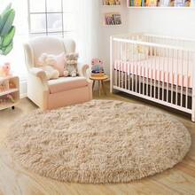 1 件圆形毛绒柔软蓬松地毯 - 现代简约涤纶室内地毯，编织针织，适用于客厅、卧室、游戏室、宿舍、沙发、青少年房间装饰、书房和娱乐区 - 易于清洁，营造舒适氛围