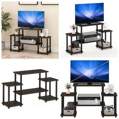 12258EX/BK Turn - N - Tube Rounded Corner TV Entertainment Center, Espresso/Black
