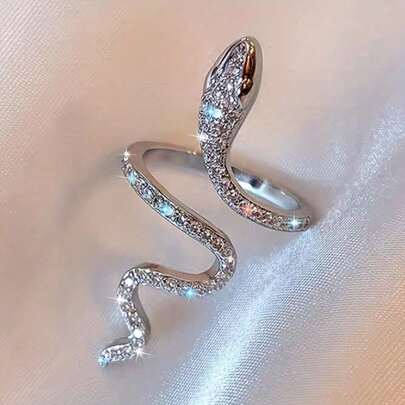 Sparkling Fashion Statement With A Delicate Zirconia-Encrusted Coiled Snake Ring