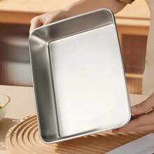 Sartén de almacenamiento de alimentos Rectangular de acero inoxidable con tapa, bandeja comercial para platos, contenedores de comida para restaurante en casa, 3 uds. - 3 piezas - Ver 3