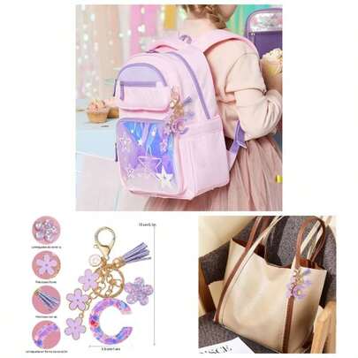 Llavero de Moda Letra Inicial, Llavero con Inicial de Resina, Dije para Bolso Mochilas, Regalo Personalizado para Mujer