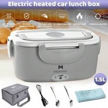 Electric Lunch Box Food Heater, Portable Warmer For Car Truck Work With 304 Stainless Steel Container, 12V Heated Lunch Box Suitable For Ideal Driver/Work/Gift - Grey - View 7