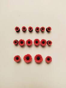 16pcs Red Flower DIY Shoe Decoration Set, Suitable For Hollow Out Clogs, Beach Sandals, Flip Flops - Red - View 2