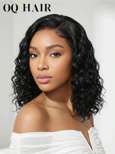OQ 200% Density 8-14 Inch Wear Go V5 Upgraded Deep Wave Bobble Head 6x4 Pre-Cut Lace Closure Wig, Wear Go Glueless Wig With Pre-Plucked Hairline, Silky Natural Color Unprocessed Virgin Hair, Y2K Real Hair Wig, Christmas Gift, Hairpiece, 100% Human Hair Lace Wig, Suitable For Daily Wear, Fast Delivery, Fast Shipping, Ideal For Women's Vacation Travel, Beginner Friendly