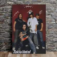 1 tấm tranh nghệ thuật treo tường phong cách cổ điển Tokyo Hotel Music Band Signature, thích hợp trang trí phòng khách, quán bar, quán cà phê, phòng ngủ, văn phòng và các không gian nhà khác, không khung. - Nhiều màu - Xem 1