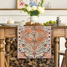 1pc Bohemian Style Orange Table Runner, Seasonal Spring Country Farmhouse Magical Autumn Kitchen Dining Table Decor, Home Party Decoration - Orange - View 8