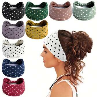 3条/套波点扭结发带，波西米亚风运动瑜伽头巾，女士加厚弹力面料发带，时尚透气亲肤发饰，多功能发圈