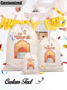 Bolsa de regalo personalizada para el Ramadán, bolsa de regalo con bendición del Ramadán con nombre personalizado, bolsa de regalo esencial para Eid Al-Fitr, bolsa de regalo para Eid Al-Fitr - Multicolor - Ver 3