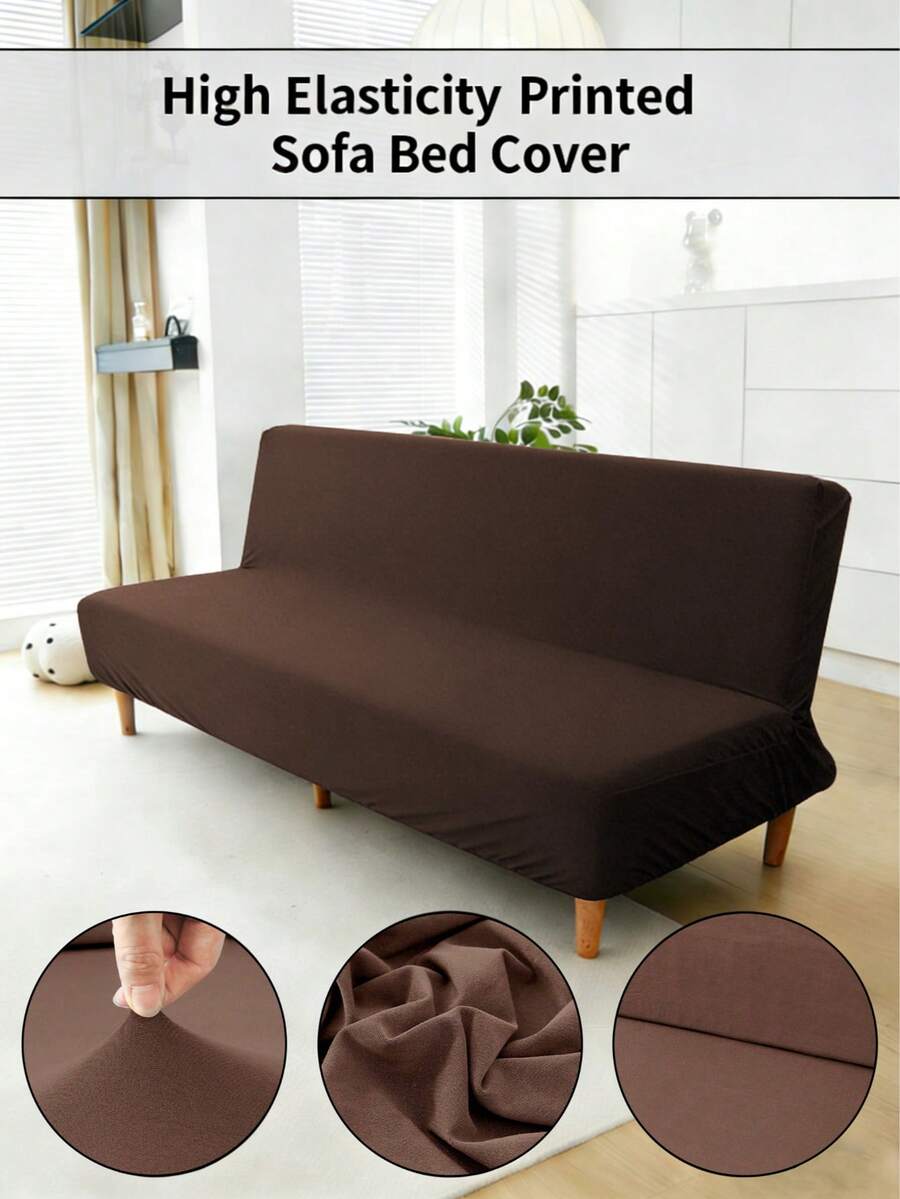 1pc Solid Color Milk Silk High Elasticity Dust-Proof Minimalist Sofa/Bed Cover, Suitable For Living Room & Bedroom, All Season