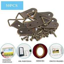 Ganchos para Cuadros, 50 Piezas Colgadores con Anillas en D y Doble Perforación, Soportes Resistentes para Marcos Pinturas Fotos Espejos Relojes, Accesorios Decoración Hogar Ofic - / - Ver 3