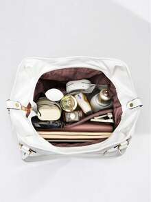 大容量女士软皮手提包，简约单肩斜挎包，2026新款 - 白色 - 查看 7