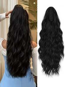 女士合成卷曲波浪夹式马尾假发 - 彩色 - 查看 21