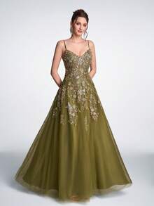 Robe de soirée longue à taille haute et volants pour femmes Anymoon