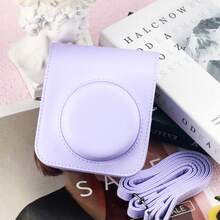 1pc Instant Mini 12 Camera Case For Mini 12/Mini 12 Camera - PU Leather Protective Cover With Adjustable Shoulder Strap - Light Purple - Purple - View 13