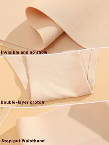 5 件女士纯色无缝高腰休闲三角内裤，宽腰带设计 - 彩色 - 查看 10