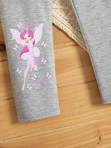 Quần legging in hình bướm và tiên cho bé gái, quần ống ôm co giãn thoải mái, thích hợp mặc hàng ngày. - Màu Xám nhạt - Xem 6