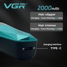 VGR Professional Hair Clipper Set, 9000 RPM High-Speed Hair Clipper, Salon-Grade Cordless Hair Clipper Set With Wireless Charging Base, Fast Charging, Extra-Long Runtime, Digital Display, Men's Hair Clipper V-877 S2 - Nhiều màu - Xem 5