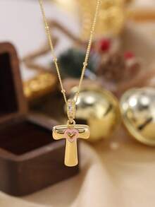 1pc Stylish And Simple Women's Necklace With 26 Letter Pendant (A-Z Capital Letters). Suitable For Everyday Wear, Unisex, And As A Gift For Friends. - Multicolor - View 14