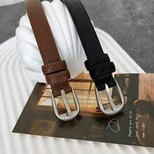 1 Stück Damen Quadratische mattsilberne Schnalle Vielseitiger Gürtel, geeignet für Jeans - Verschiedenfarbig - Übersicht 9