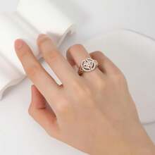 925 Sterling Silver Rose Gold Plated Celtic Knot Ring, Anillo Nudo De Bruja Plata 925 Original Witch Knot Jewelry, Cubic Zirconia Decorated S925 Witches Knot Ring, Witchtok Witch Jewerly Pagan Jewelry For Devotion For Protection - 10 - 查看 4