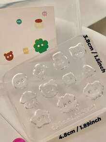 1pc Cartoon Button, Key Chain, Heart Lock, Fruit, Star, Kitten, Cookie Shaped Transparent Silicone Nail Art Mold, Creative Decorative Accessory - Clear - View 14