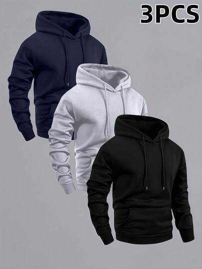男士轻薄长袖卫衣三件套，带抽绳帽和前袋，适合春秋季穿着，用途广泛，可用于日常通勤、休闲、外出和轻度户外活动。也是送给男友或丈夫的绝佳礼物。