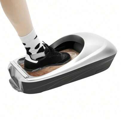 Automatic Shoe Cover Dispenser Machine Automatic Shoe Film Machine Foot Step-On Shoe Film Machine With 1 Roll Overshoe Film (Silver)