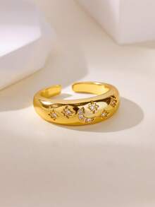 1枚星月戒指，男女通用，镀金粗链不锈钢戒指，星空主题饰品，适合婚礼情侣、闺蜜、妈妈等场合佩戴。 - 1 - 查看 7