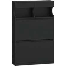 HEXCELEN Shoe Cabinet, Shoe Rack, Shoe Cabinet, Narrow, Adjustable, Shoe Chest For Entrance, Hallway, Wardrobe, 16 Pairs, 2 Flaps (80W Cm), Black - màu đen - Xem 9