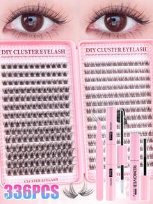 MEM 168片D型卷翘自然睫毛嫁接套装,168片睫毛簇套装,9-12毫米精致睫毛嫁接,包含胶水、封口胶和睫毛嫁接镊子,可在家DIY嫁接 - 黑色 - 查看 11