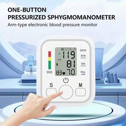 Upper Arm Electronic Blood Pressure Monitor, Medical Grade Home Blood Pressure Measurement Device